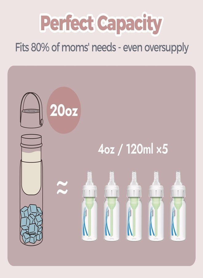 HEYTRIP Portable Breastmilk Cooler - 20oz Stainless Steel Milk Chiller Bottle for Travel & Work | Reusable Breastmilk Storage Container, 36+ Hour Cooling, TSA Approved | Rosy Azure - Image 4